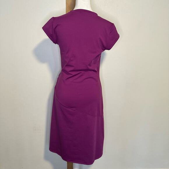 Athleta purple short sleeve wrap midi dress size S - Picture 5 of 12